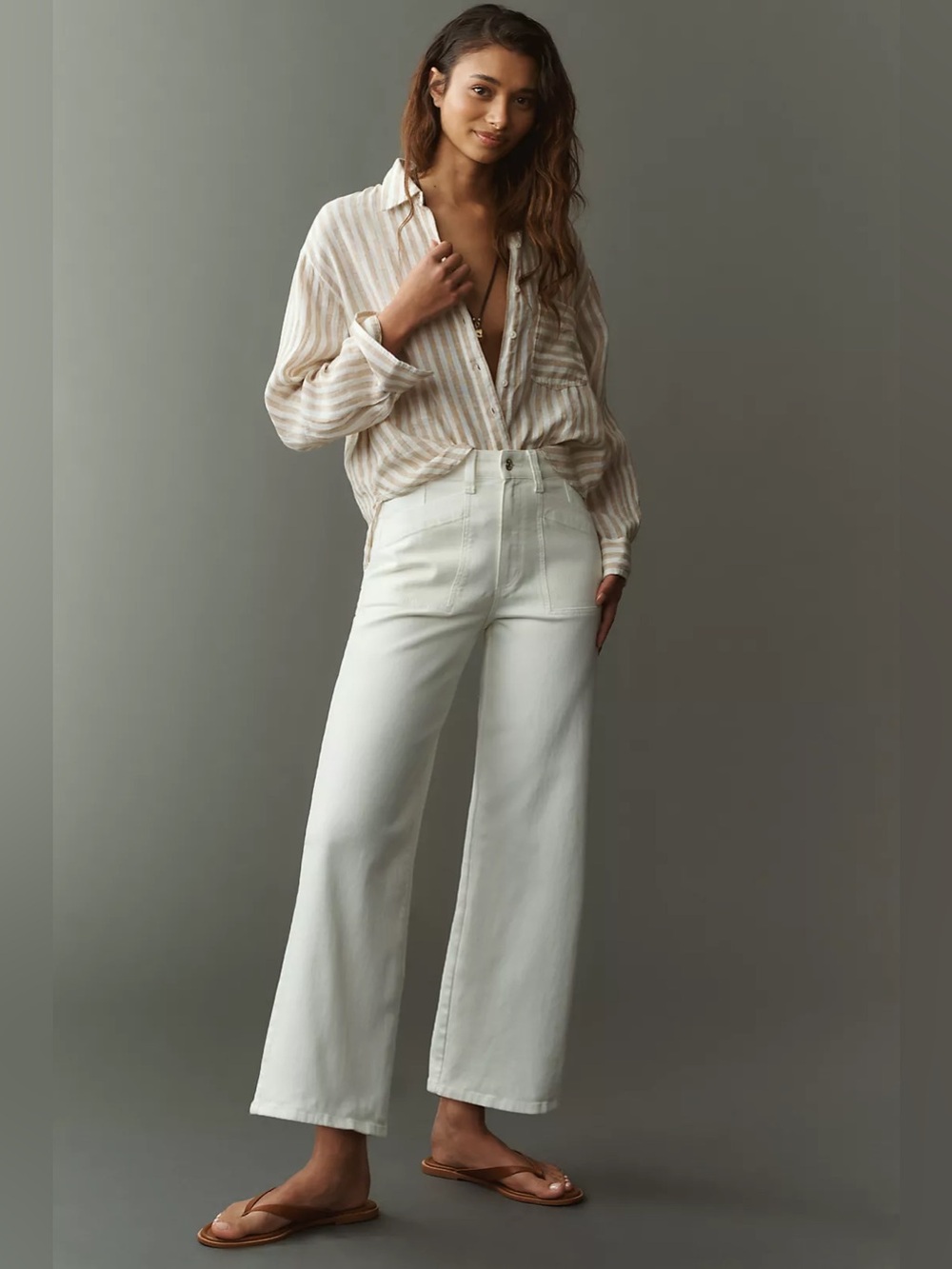 Anthropologie PAIGE Anessa Quincy High-Rise Crop Wide-Leg Jeans 28 NWT $249